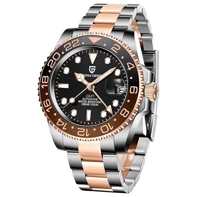 Herrenuhr Automatik GMT NH34 | Zwei Zeitzonen | Saphirglas 40mm | 5 Farben
