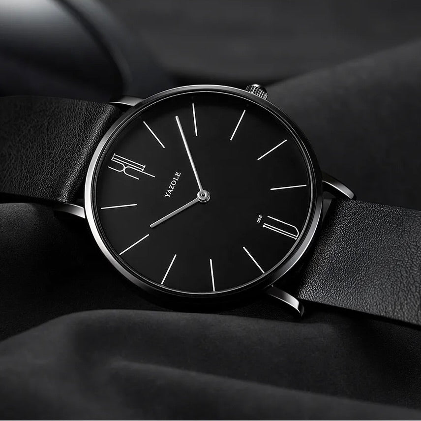 Armbanduhr mit Lederarmband - ultradünn