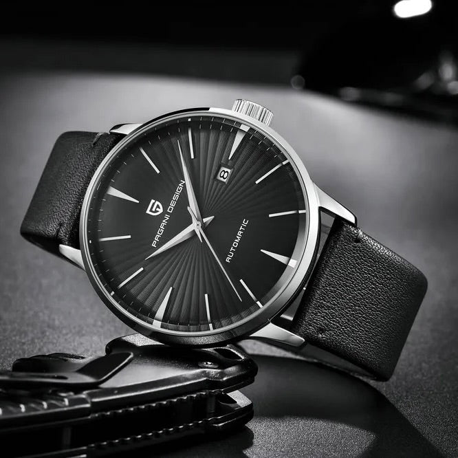 Pagani Design 2770 - Herren-Automatikuhr mit Datum & Lederarmband 43 mm