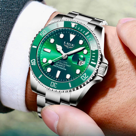 Herren-Armbanduhr mit Datum und Drehlünette 42 mm