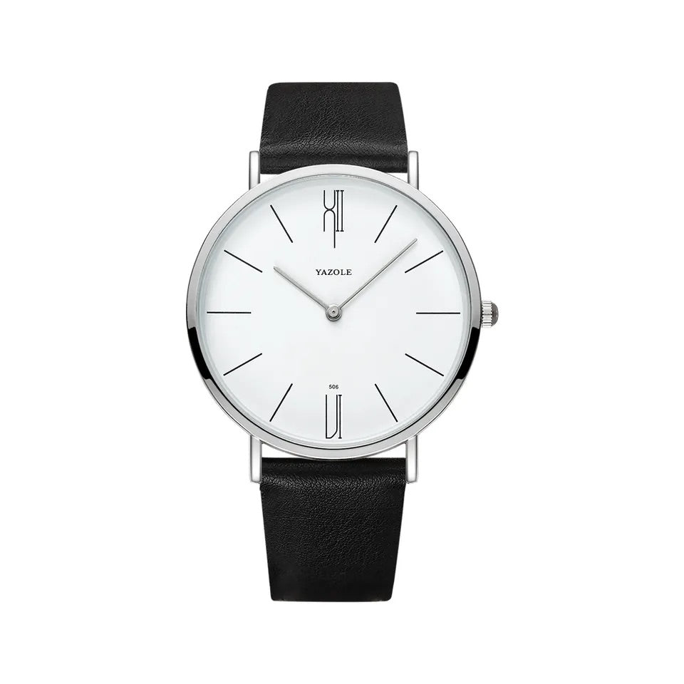 Armbanduhr mit Lederarmband - ultradünn