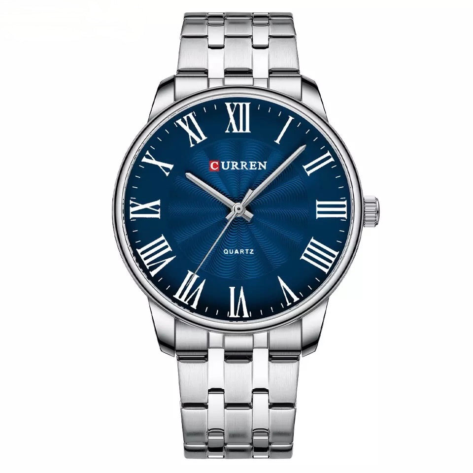 Herrenuhr Römische Ziffern | Quarz Edelstahl 40mm | Klassische Armbanduhr | Business Uhr