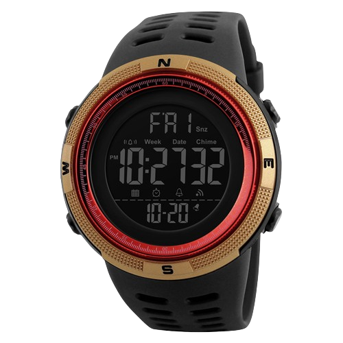 Digitale Herren-Sportuhr mit leuchtenden Ziffern - 49 mm