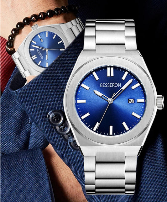 Herren-Armbanduhr mit Datum & Saphirglas 42 mm