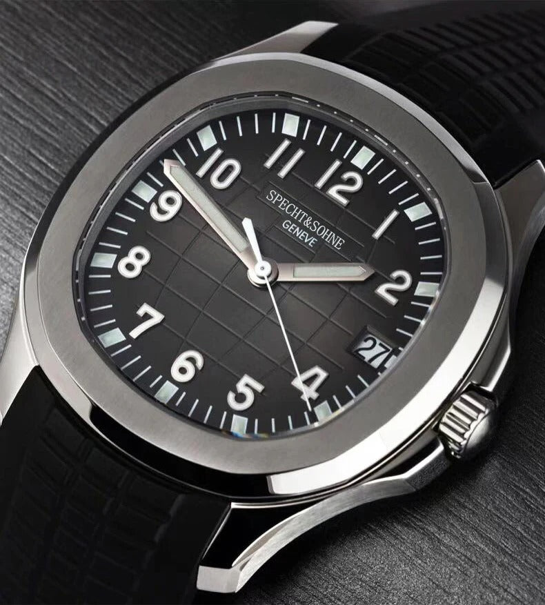 Specht & Söhne 5167 - Herren-Automatikuhr mit Datum & Silikonarmband 40 mm