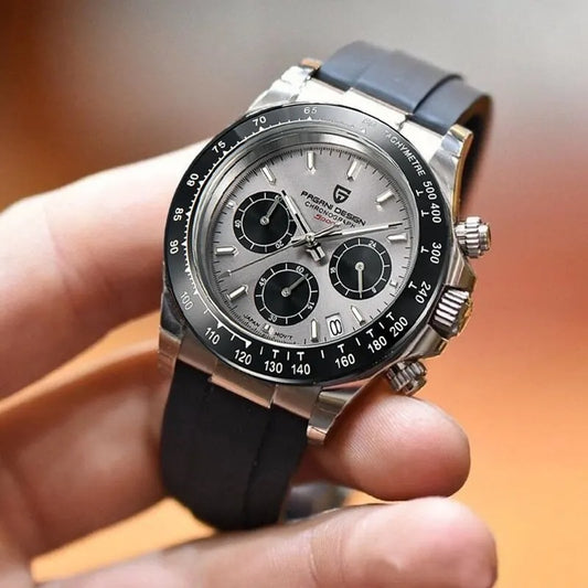Pagani Design 1664 - Herren-Chronograph mit Datum & Silikonarmband 40 mm - Daytona Hommage