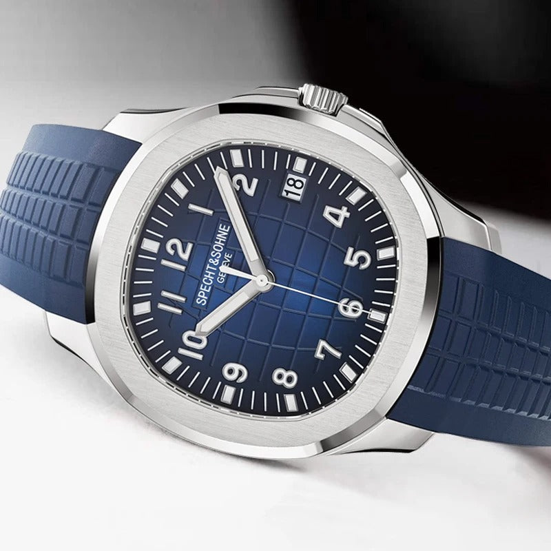 Specht & Söhne - Herren-Automatikuhr mit Datum & Silikonarmband 40 mm