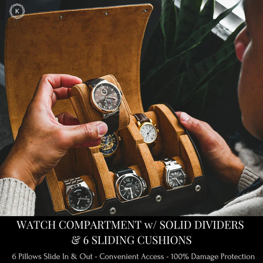 Premium-Uhrenrolle – Platz für 3 oder 6 Uhren