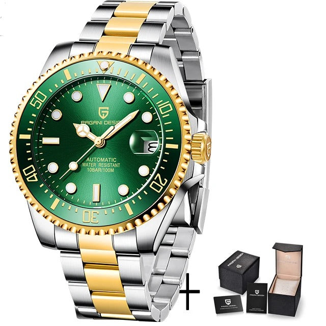 Herrenuhr Automatik Gold | Seiko NH35 | Taucheruhr Saphirglas 43mm | 6 Farben