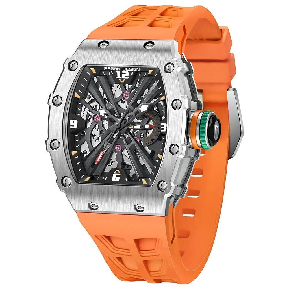 Pagani Design 1738 - Herren-Skeleton-Armbanduhr im Tonneau-Design