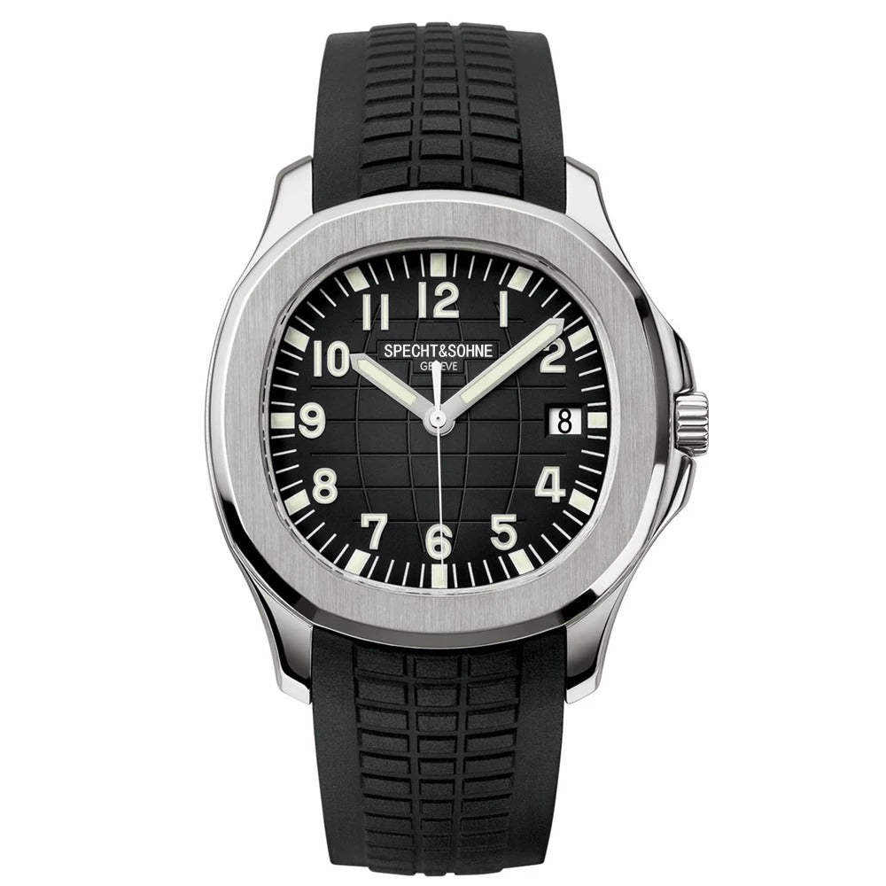 Specht & Söhne - Herren-Automatikuhr mit Datum & Silikonarmband 40 mm