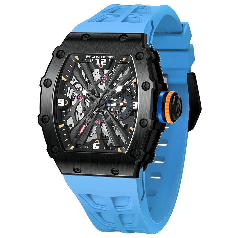Pagani Design 1738 - Herren-Skeleton-Armbanduhr im Tonneau-Design