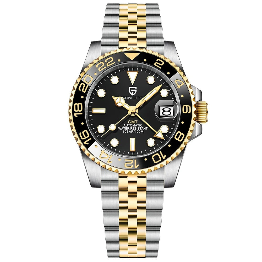 Herrenuhr Automatik GMT | Zwei Zeitzonen | Saphirglas | Edelstahl 40mm