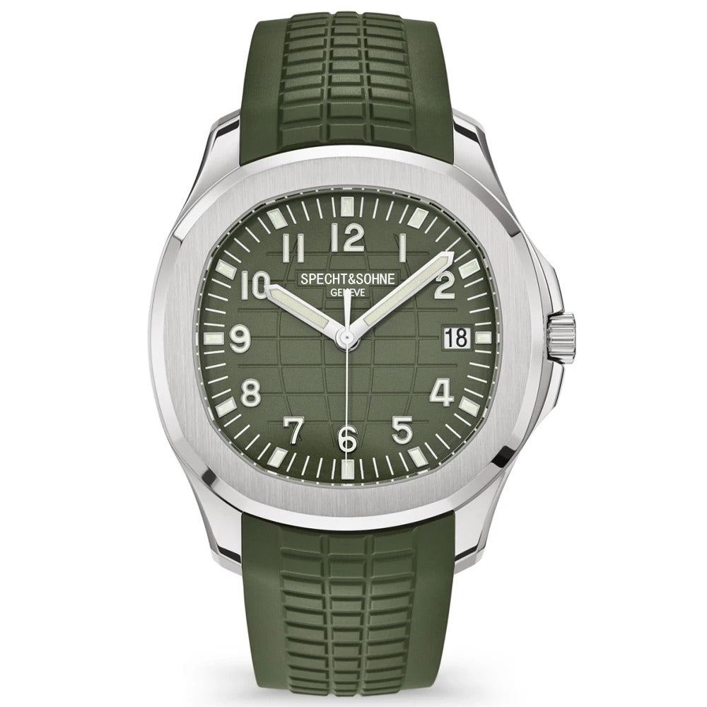 Specht & Söhne - Herren-Automatikuhr mit Datum & Silikonarmband 40 mm