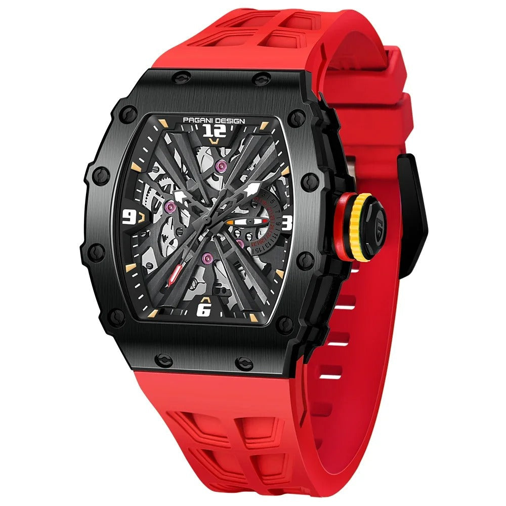 Pagani Design 1738 - Herren-Skeleton-Armbanduhr im Tonneau-Design