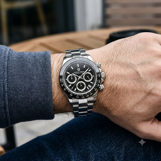 Pagani Design 1644 Herren Chronograph | Stahlarmband Meca-Quarz Saphirglas 40mm