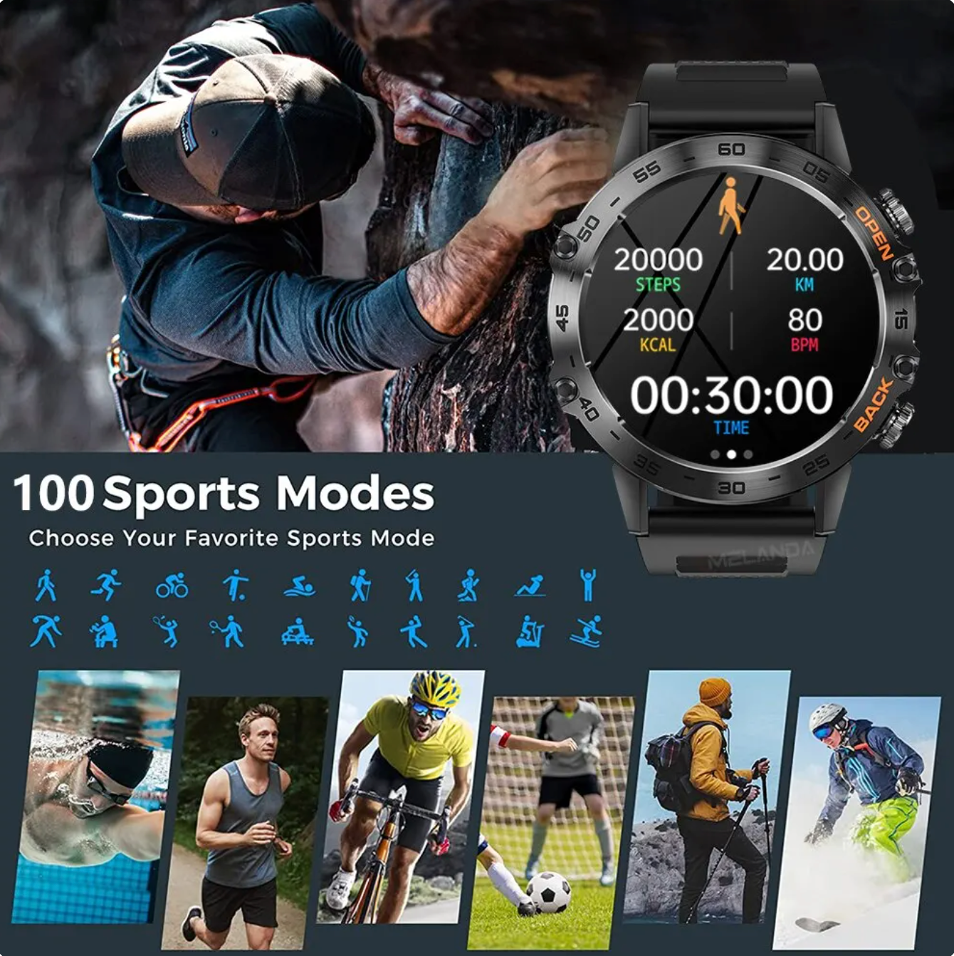 Smartwatch Pro für Android und IOS 1,4" Wasserdicht