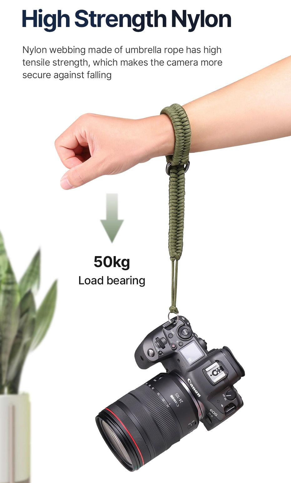 Kameragurt Handschlaufe Nylon geflochten Olive – 3er Set Universal Kameraschlaufe