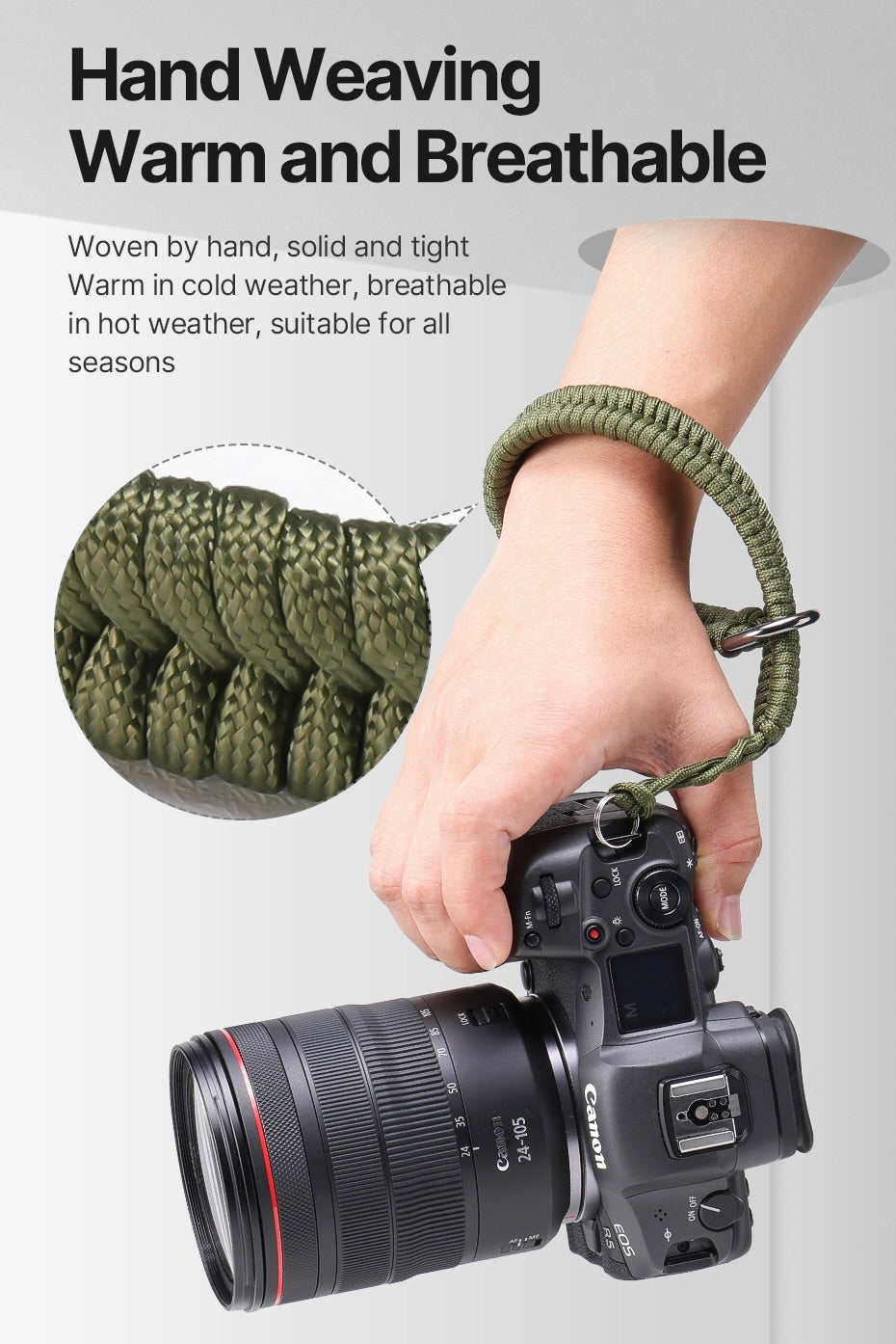 Kameragurt Handschlaufe Nylon geflochten Olive – 3er Set Universal Kameraschlaufe