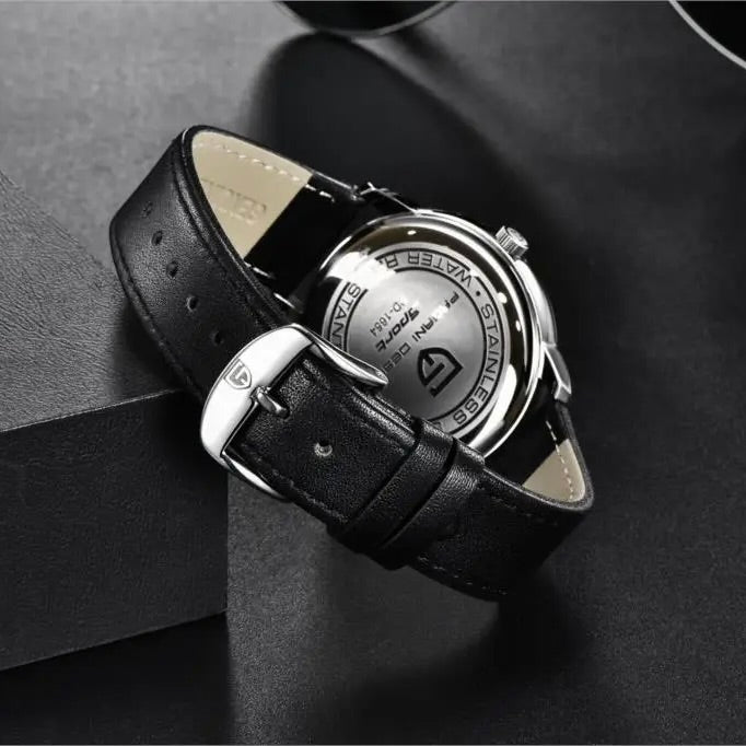 Pagani Design 1654 - Leder Armbanduhr mit Datumanzeige 40 mm