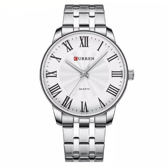 Herrenuhr Römische Ziffern | Quarz Edelstahl 40mm | Klassische Armbanduhr | Business Uhr