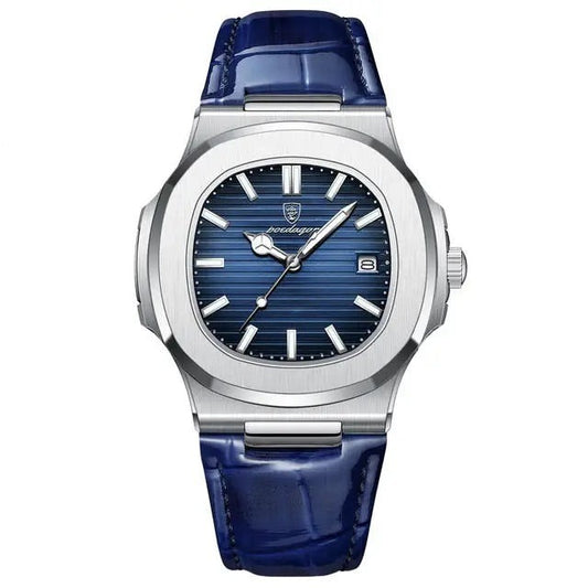 Herren-Armbanduhr mit Datum – Lederarmbanduhr, 40 mm