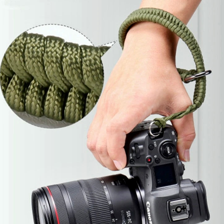 Kameragurt Handschlaufe Nylon geflochten Olive – 3er Set Universal Kameraschlaufe