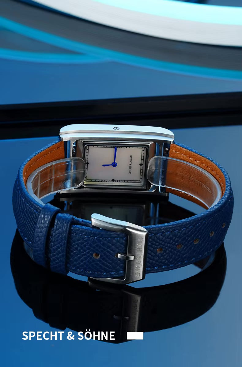 Specht & Söhne SP-Tank-1 Wendeuhr | Römische Ziffern Saphirglas Lederarmband 24,5x40mm