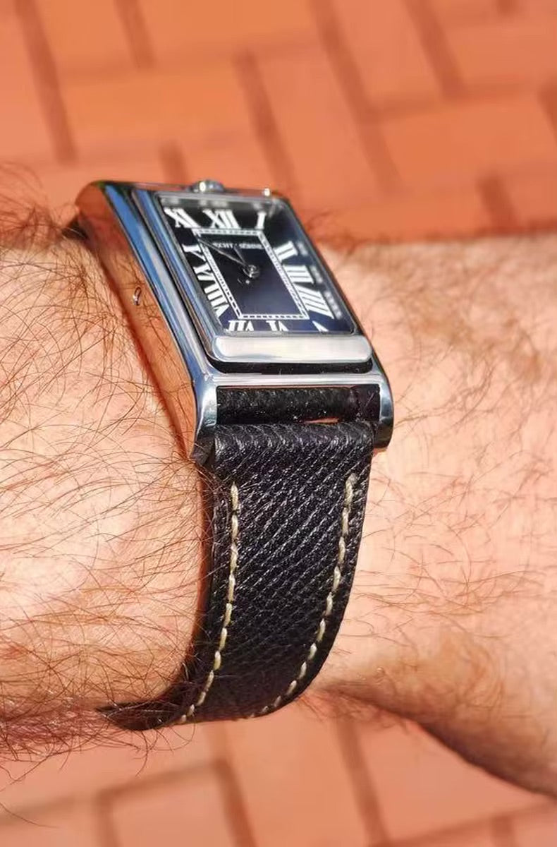 Specht & Söhne SP-Tank-1 Wendeuhr | Römische Ziffern Saphirglas Lederarmband 24,5x40mm