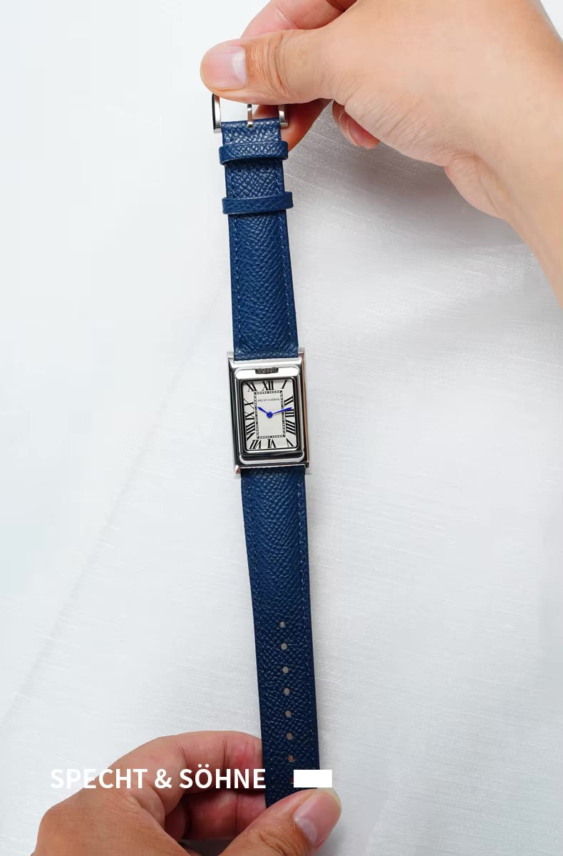 Specht & Söhne SP-Tank-1 Wendeuhr | Römische Ziffern Saphirglas Lederarmband 24,5x40mm