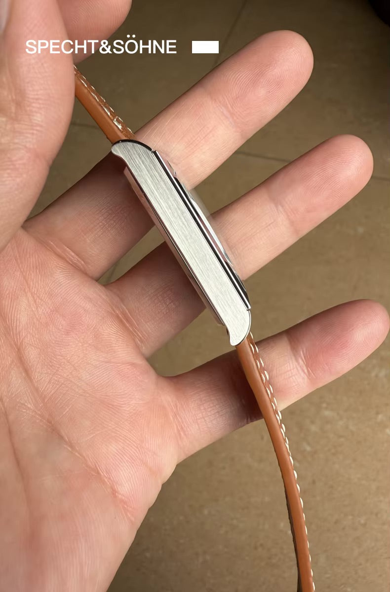 Specht & Söhne SP0028 Art-Déco Quarzuhr | Rechteck Saphirglas Lederarmband 40x26mm