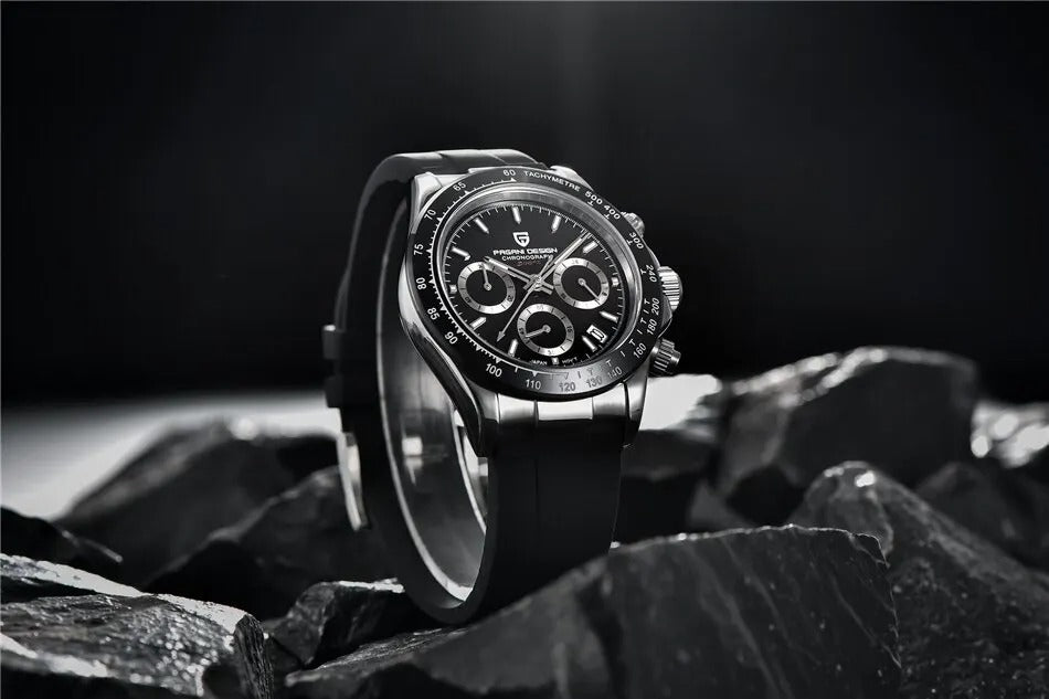 Pagani Design 1664 - Armbanduhr mit Silikonarmband, Datum, Chronograph 40 mm