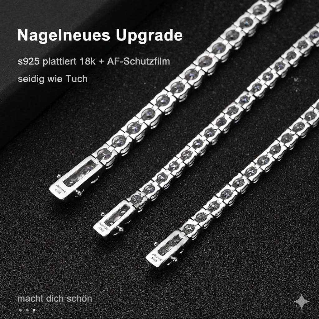 Moissanit Tennisarmband 3mm | D VVS1 | 925 Silber 18K Weißgold | GRA Zertifikat