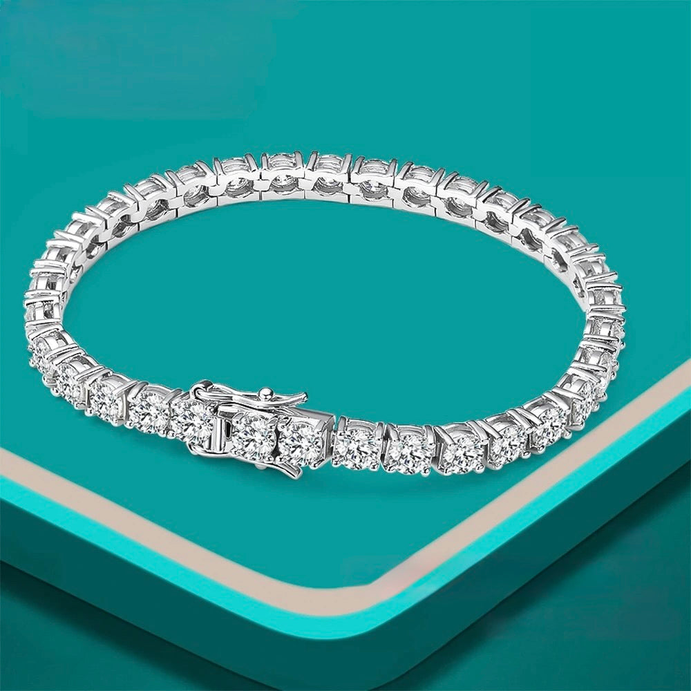 Moissanit Tennisarmband 3mm | D VVS1 | 925 Silber 18K Weißgold | GRA Zertifikat