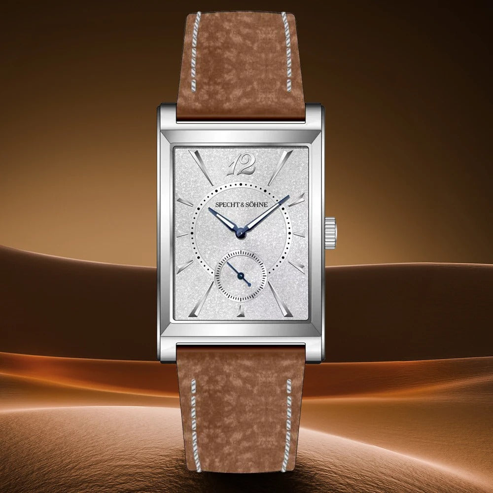 Specht & Söhne SP0028 Art-Déco Quarzuhr | Rechteck Saphirglas Lederarmband 40x26mm