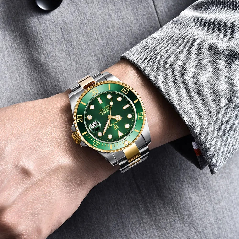 Herrenuhr Automatik Gold | Seiko NH35 | Taucheruhr Saphirglas 43mm | 6 Farben