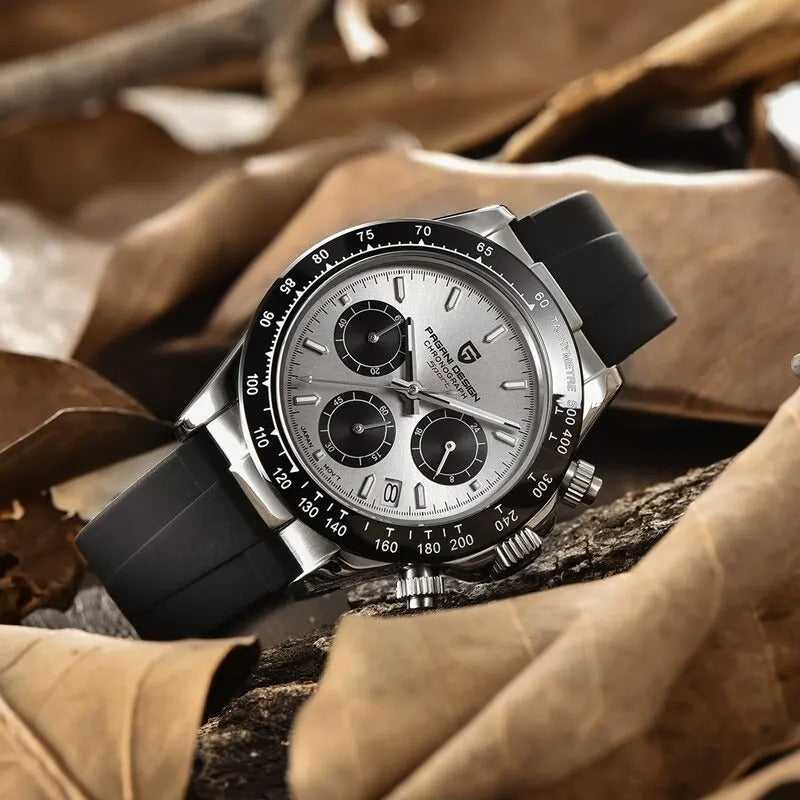 Pagani Design 1664 - Armbanduhr mit Silikonarmband, Datum, Chronograph 40 mm