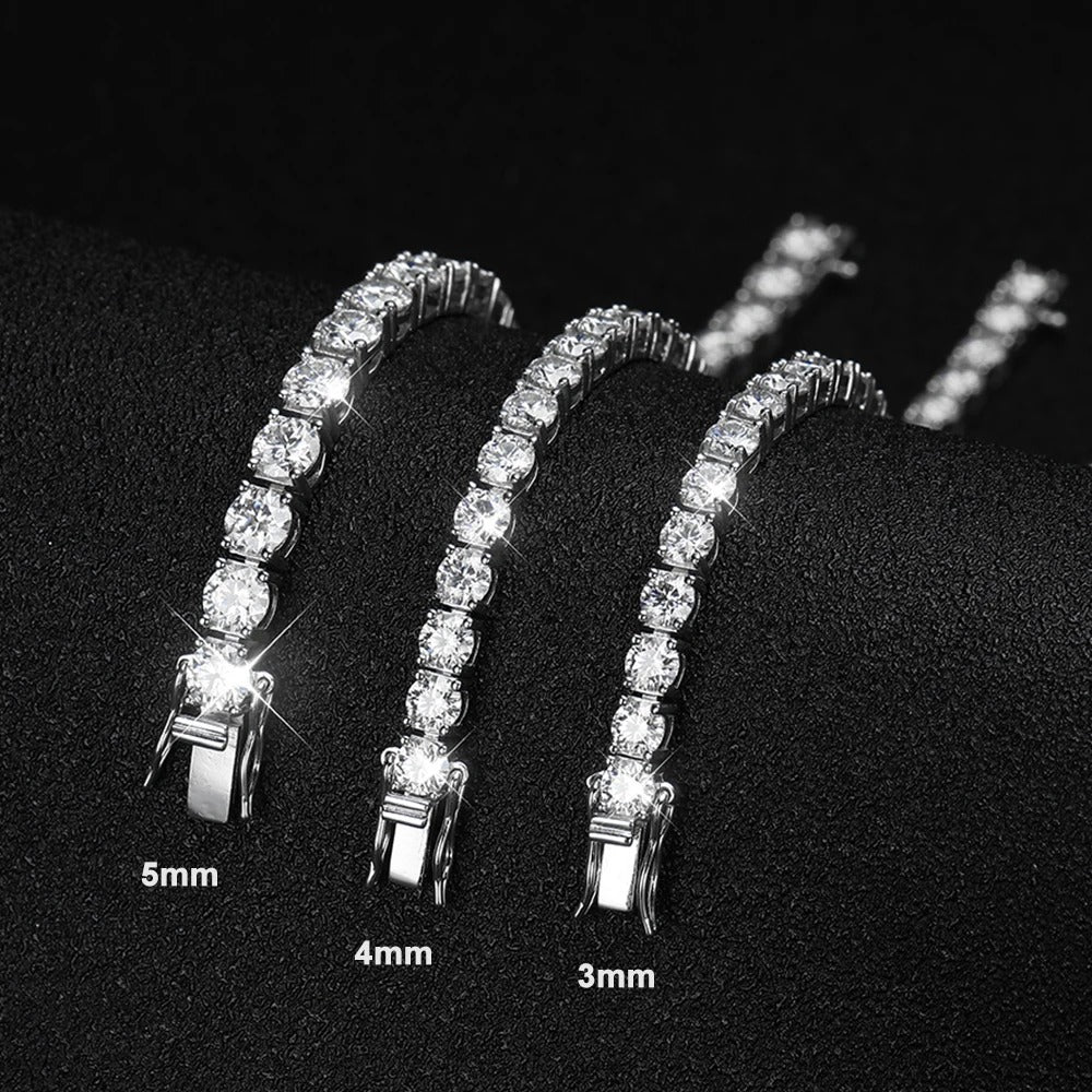 Moissanit Tennisarmband 3mm | D VVS1 | 925 Silber 18K Weißgold | GRA Zertifikat