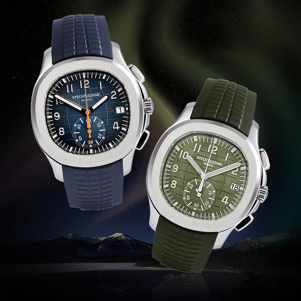 Specht & Söhne Chronograph - Herren-Armbanduhr Datum & Silikonarmband 42 mm