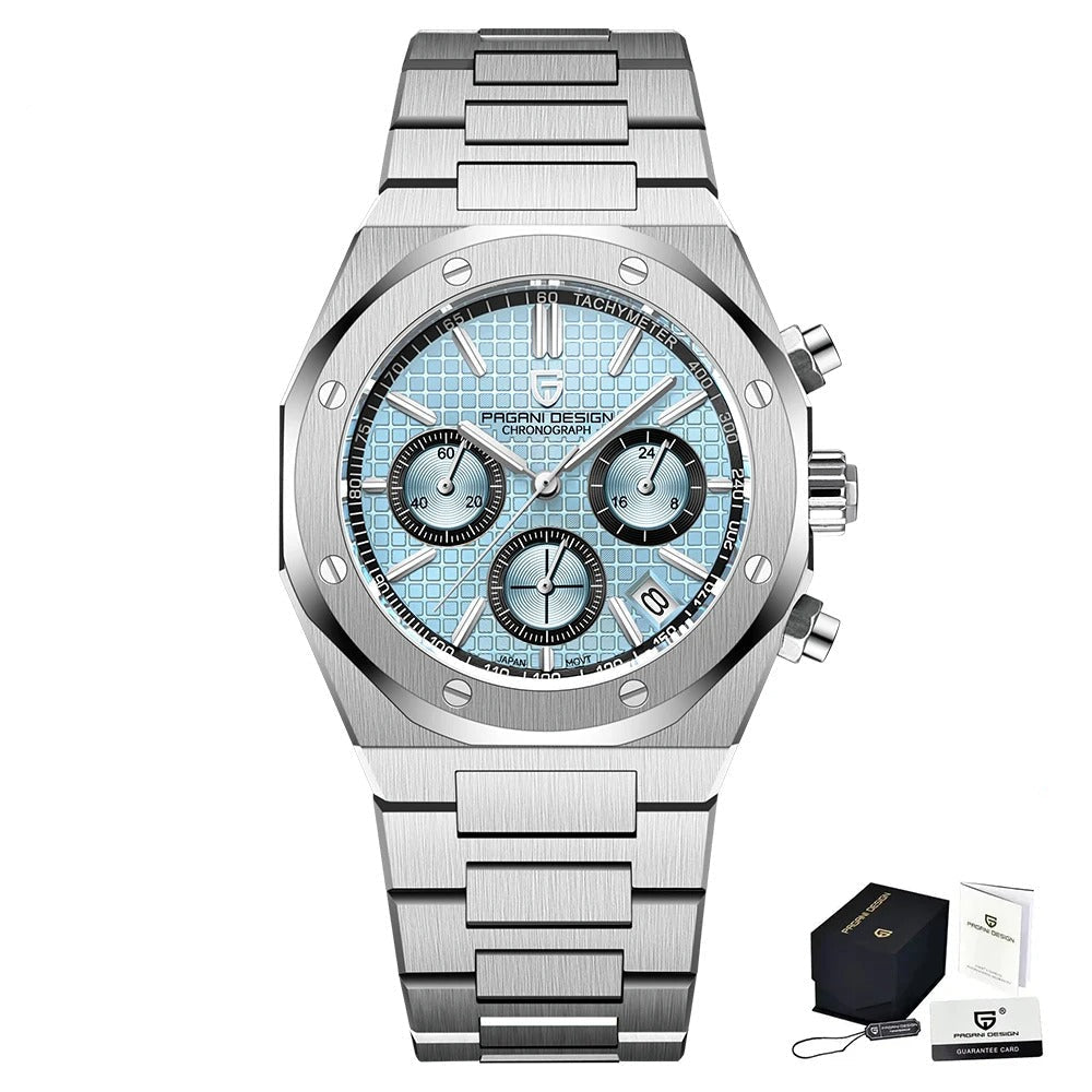 Herren Chronograph VK63 | Achteckiges Design | Saphirglas 40mm | Stahl & Kautschuk