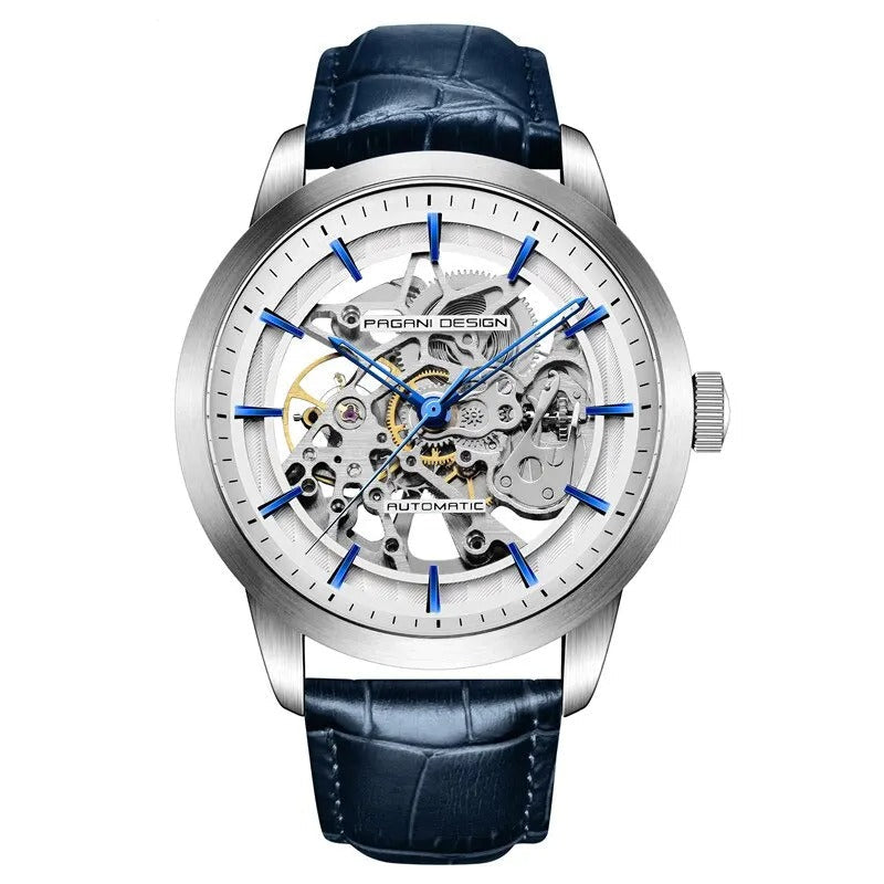 PAGANI DESIGN 1638 Herrenuhr Automatik Skeleton – Luxus Sportuhr mit Lederarmband, mechanisch