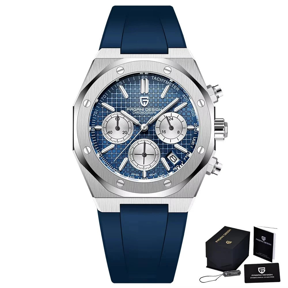 Herren Chronograph VK63 | Achteckiges Design | Saphirglas 40mm | Stahl & Kautschuk