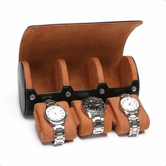 Premium Uhrenrolle aus feinstem PU-Leder für 1-3 Uhren