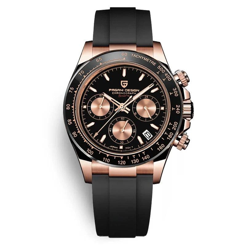 Pagani Design 1664 - Armbanduhr mit Silikonarmband, Datum, Chronograph 40 mm