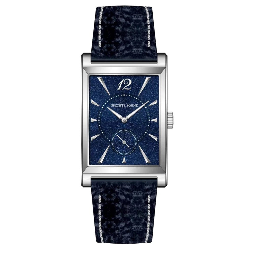 Specht & Söhne SP0028 Art-Déco Quarzuhr | Rechteck Saphirglas Lederarmband 40x26mm