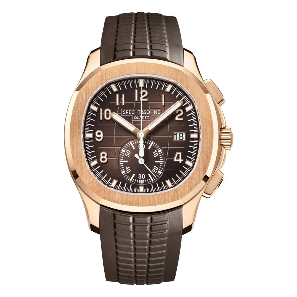 Specht & Söhne Chronograph - Herren-Armbanduhr Datum & Silikonarmband 42 mm