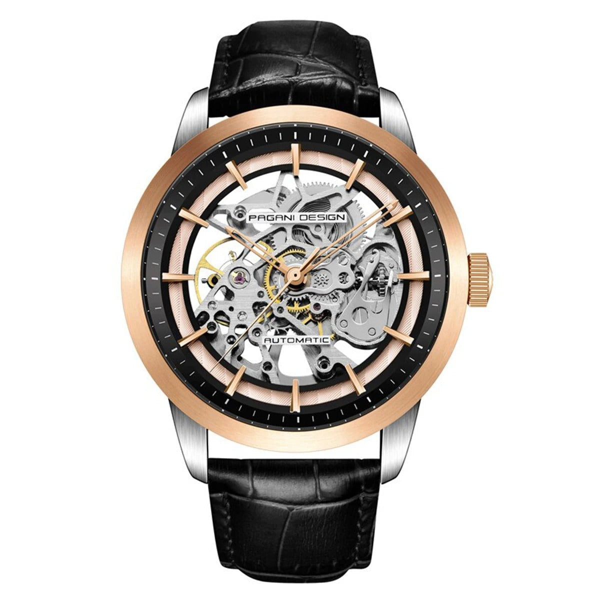 PAGANI DESIGN 1638 Herrenuhr Automatik Skeleton – Luxus Sportuhr mit Lederarmband, mechanisch