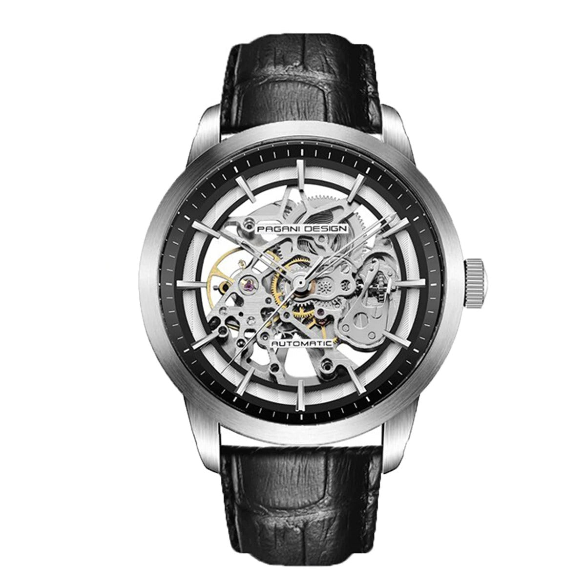 PAGANI DESIGN 1638 Herrenuhr Automatik Skeleton – Luxus Sportuhr mit Lederarmband, mechanisch