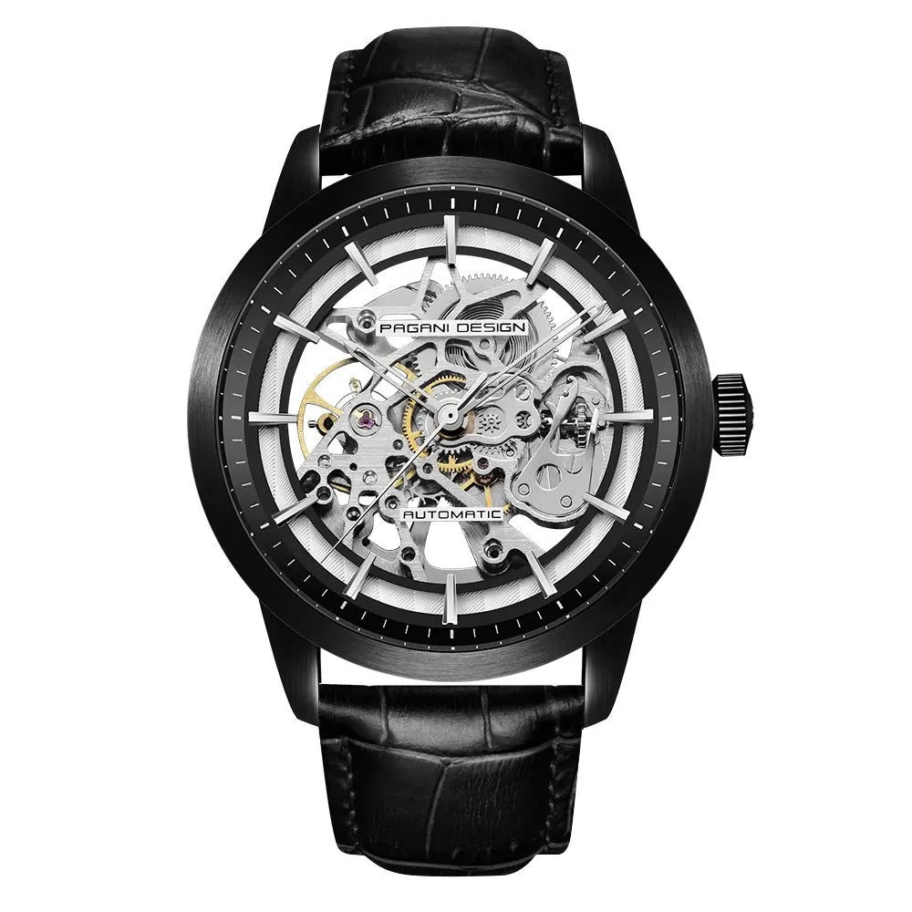 PAGANI DESIGN 1638 Herrenuhr Automatik Skeleton – Luxus Sportuhr mit Lederarmband, mechanisch