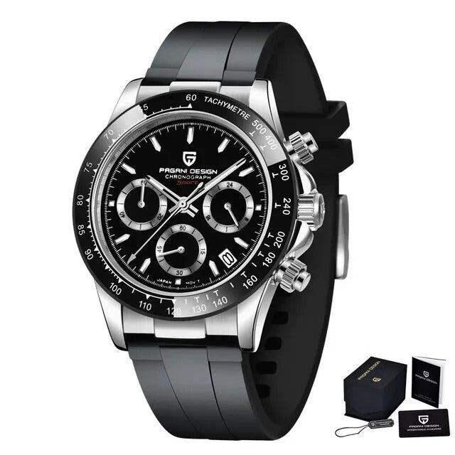 Pagani Design 1664 - Armbanduhr mit Silikonarmband, Datum, Chronograph 40 mm